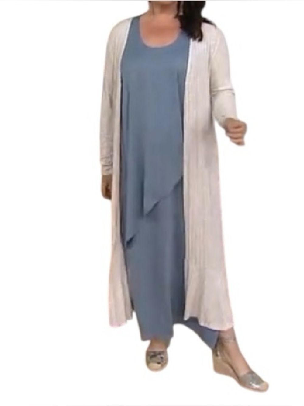 Lisa Rinna Collection Knit Duster with Ruffle Hemline